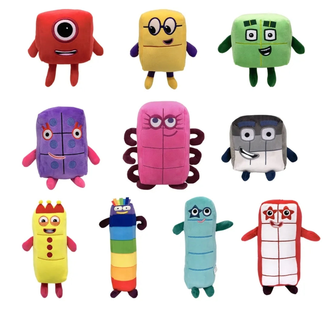 SET OF 10 Number Block Plushies