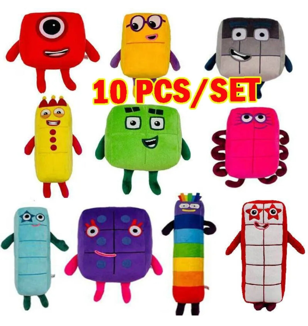 SET OF 10 Number Block Plushies