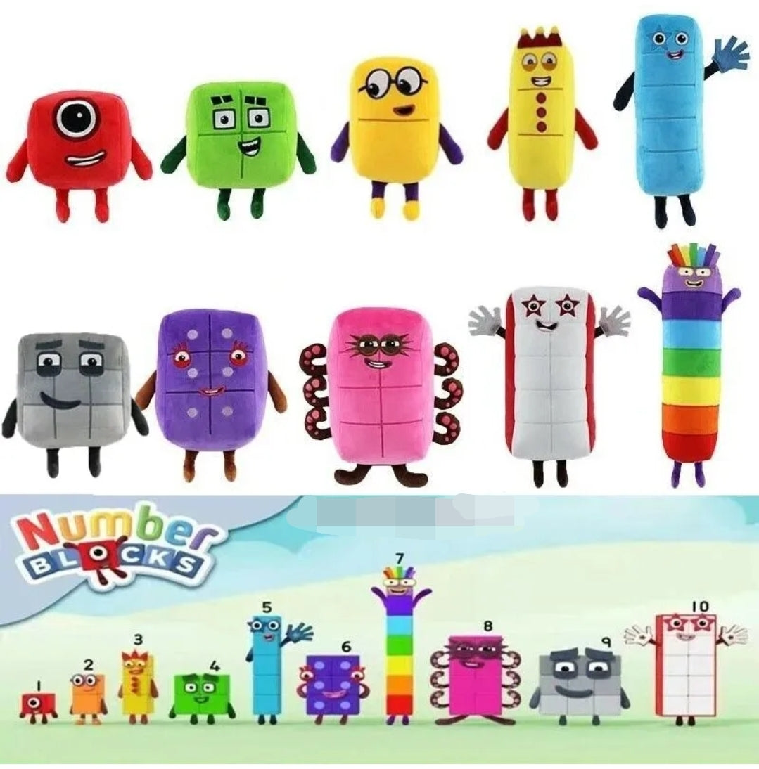 SET OF 10 Number Block Plushies